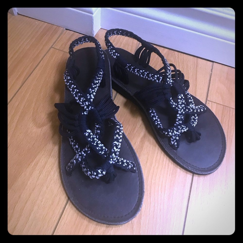 Navy blue & white strap sandals